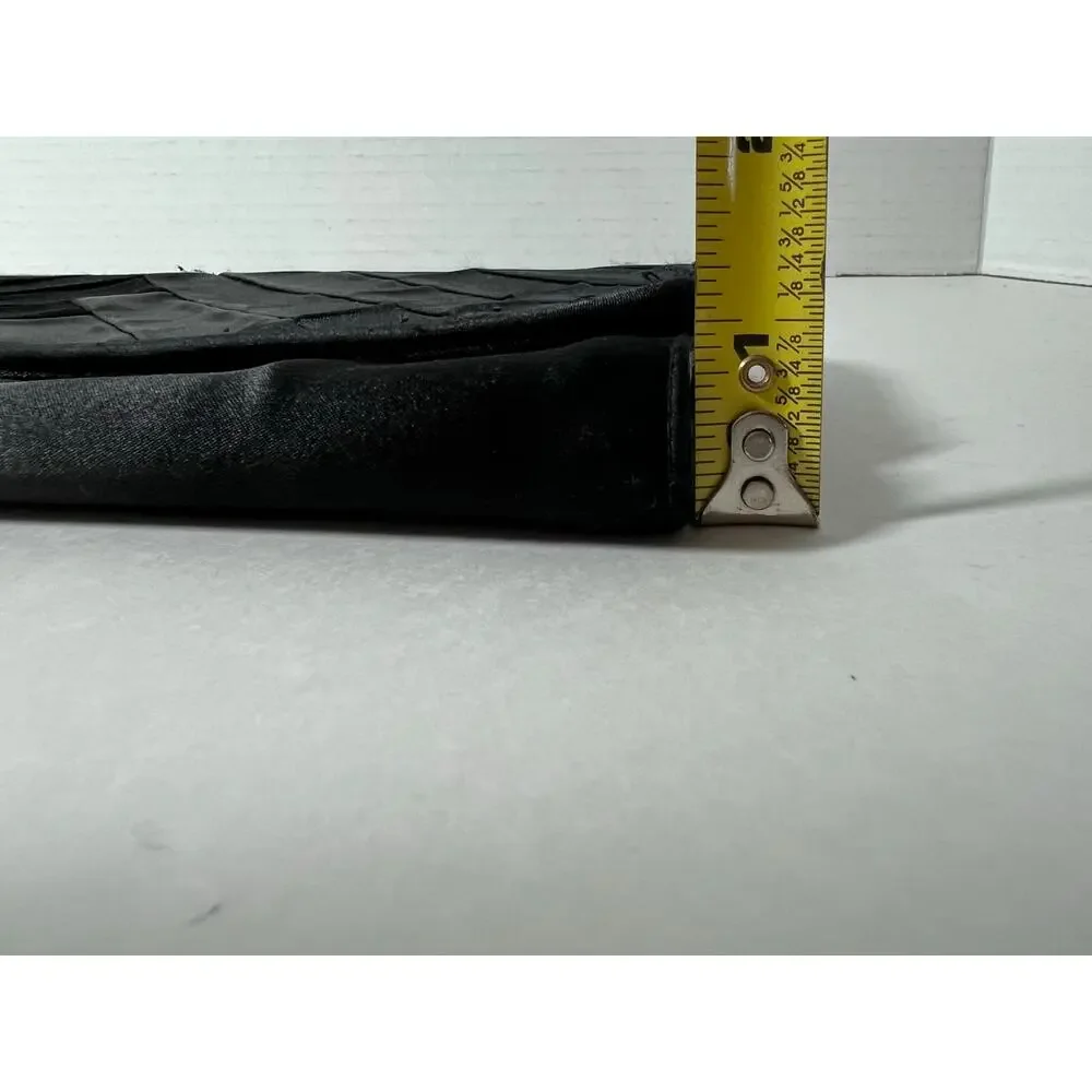 Aldo Formal Satin Clutch Shoulder Bag Black Pleated with Silver Chain